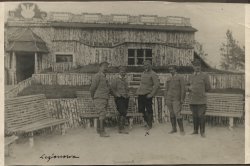 Legionowo, Leon Wyczółkowski Surrounded by Four Officers, 1916, MOB Wb. 309
